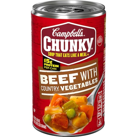 Campbells Chunky Beef With Country Vegetable Easy Open Soup 18.6 oz., PK12 000010656